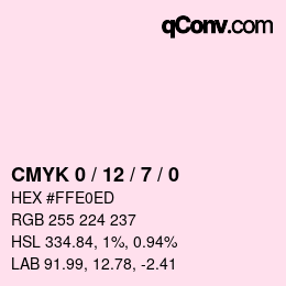 カラーコード: CMYK 0 / 12 / 7 / 0 | qconv.com
