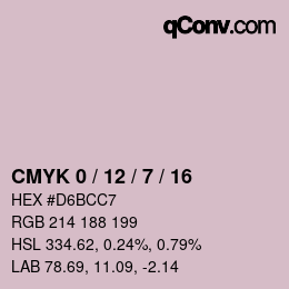カラーコード: CMYK 0 / 12 / 7 / 16 | qconv.com