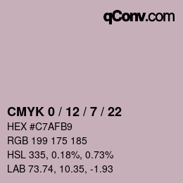 カラーコード: CMYK 0 / 12 / 7 / 22 | qconv.com
