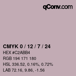 颜色代码: CMYK 0 / 12 / 7 / 24 | qconv.com