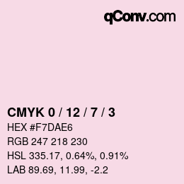 颜色代码: CMYK 0 / 12 / 7 / 3 | qconv.com