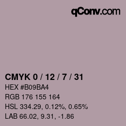 カラーコード: CMYK 0 / 12 / 7 / 31 | qconv.com