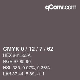 Color code: CMYK 0 / 12 / 7 / 62 | qconv.com