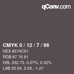 カラーコード: CMYK 0 / 12 / 7 / 66 | qconv.com