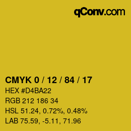 颜色代码: CMYK 0 / 12 / 84 / 17 | qconv.com