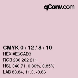 カラーコード: CMYK 0 / 12 / 8 / 10 | qconv.com