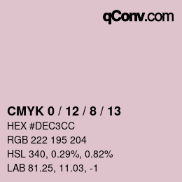 カラーコード: CMYK 0 / 12 / 8 / 13 | qconv.com
