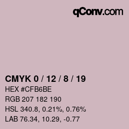 カラーコード: CMYK 0 / 12 / 8 / 19 | qconv.com