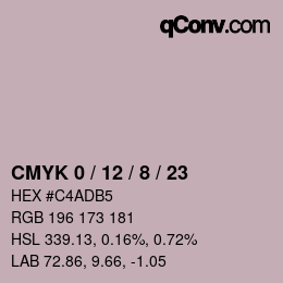 カラーコード: CMYK 0 / 12 / 8 / 23 | qconv.com