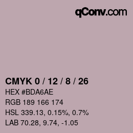 カラーコード: CMYK 0 / 12 / 8 / 26 | qconv.com