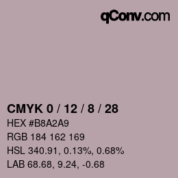 カラーコード: CMYK 0 / 12 / 8 / 28 | qconv.com