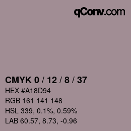 カラーコード: CMYK 0 / 12 / 8 / 37 | qconv.com