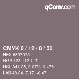 Color code: CMYK 0 / 12 / 8 / 50 | qconv.com