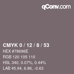 Color code: CMYK 0 / 12 / 8 / 53 | qconv.com