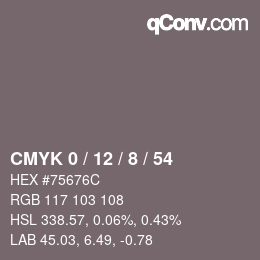 カラーコード: CMYK 0 / 12 / 8 / 54 | qconv.com