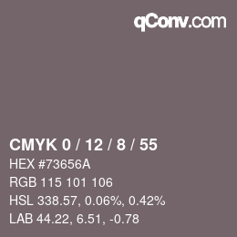 カラーコード: CMYK 0 / 12 / 8 / 55 | qconv.com