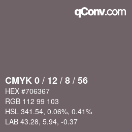 カラーコード: CMYK 0 / 12 / 8 / 56 | qconv.com