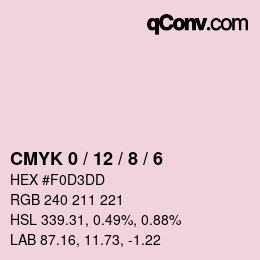 カラーコード: CMYK 0 / 12 / 8 / 6 | qconv.com