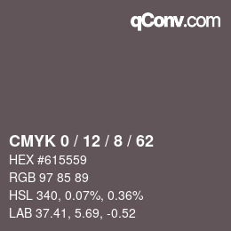 カラーコード: CMYK 0 / 12 / 8 / 62 | qconv.com