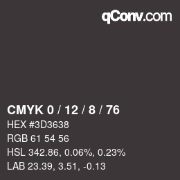 カラーコード: CMYK 0 / 12 / 8 / 76 | qconv.com
