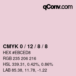カラーコード: CMYK 0 / 12 / 8 / 8 | qconv.com