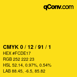 Color code: CMYK 0 / 12 / 91 / 1 | qconv.com