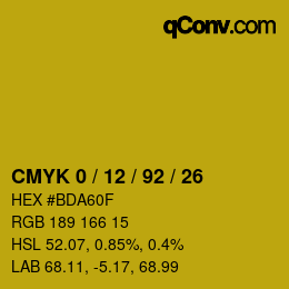 Color code: CMYK 0 / 12 / 92 / 26 | qconv.com