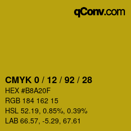 カラーコード: CMYK 0 / 12 / 92 / 28 | qconv.com
