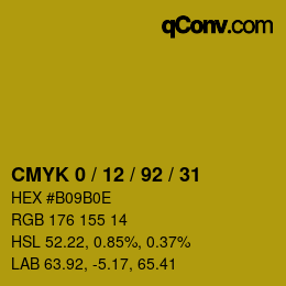 カラーコード: CMYK 0 / 12 / 92 / 31 | qconv.com