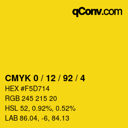 Color code: CMYK 0 / 12 / 92 / 4 | qconv.com