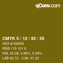 カラーコード: CMYK 0 / 12 / 92 / 55 | qconv.com