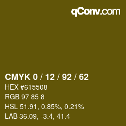 カラーコード: CMYK 0 / 12 / 92 / 62 | qconv.com