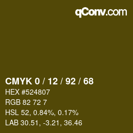 カラーコード: CMYK 0 / 12 / 92 / 68 | qconv.com