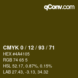 カラーコード: CMYK 0 / 12 / 93 / 71 | qconv.com