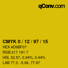 カラーコード: CMYK 0 / 12 / 97 / 15 | qconv.com