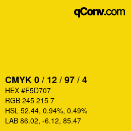 Color code: CMYK 0 / 12 / 97 / 4 | qconv.com