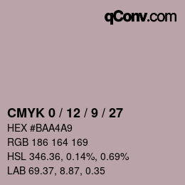 カラーコード: CMYK 0 / 12 / 9 / 27 | qconv.com