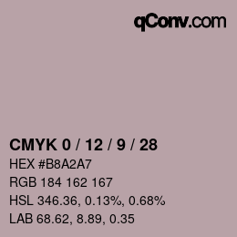 カラーコード: CMYK 0 / 12 / 9 / 28 | qconv.com