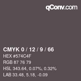 カラーコード: CMYK 0 / 12 / 9 / 66 | qconv.com