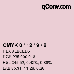 カラーコード: CMYK 0 / 12 / 9 / 8 | qconv.com