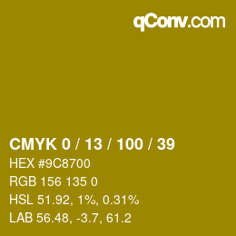 颜色代码: CMYK 0 / 13 / 100 / 39 | qconv.com