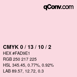 カラーコード: CMYK 0 / 13 / 10 / 2 | qconv.com