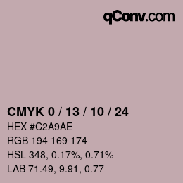 カラーコード: CMYK 0 / 13 / 10 / 24 | qconv.com