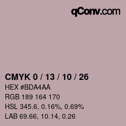 カラーコード: CMYK 0 / 13 / 10 / 26 | qconv.com