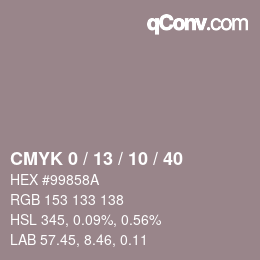 カラーコード: CMYK 0 / 13 / 10 / 40 | qconv.com