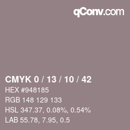 カラーコード: CMYK 0 / 13 / 10 / 42 | qconv.com