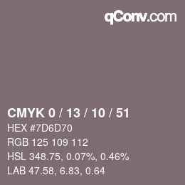 颜色代码: CMYK 0 / 13 / 10 / 51 | qconv.com