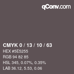 Color code: CMYK 0 / 13 / 10 / 63 | qconv.com