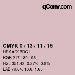 カラーコード: CMYK 0 / 13 / 11 / 15 | qconv.com