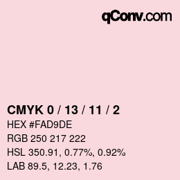 カラーコード: CMYK 0 / 13 / 11 / 2 | qconv.com